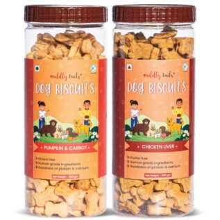 CuddlyTails Dog Biscuits- Chicken Liver, Pumpkin & Carrot, Gluten-Free (Combo) (400g X 2)